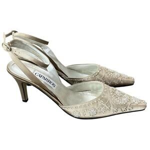 Caparros Women's Cream Embellished Heels Wedding Formal Evening Size 8 EUC